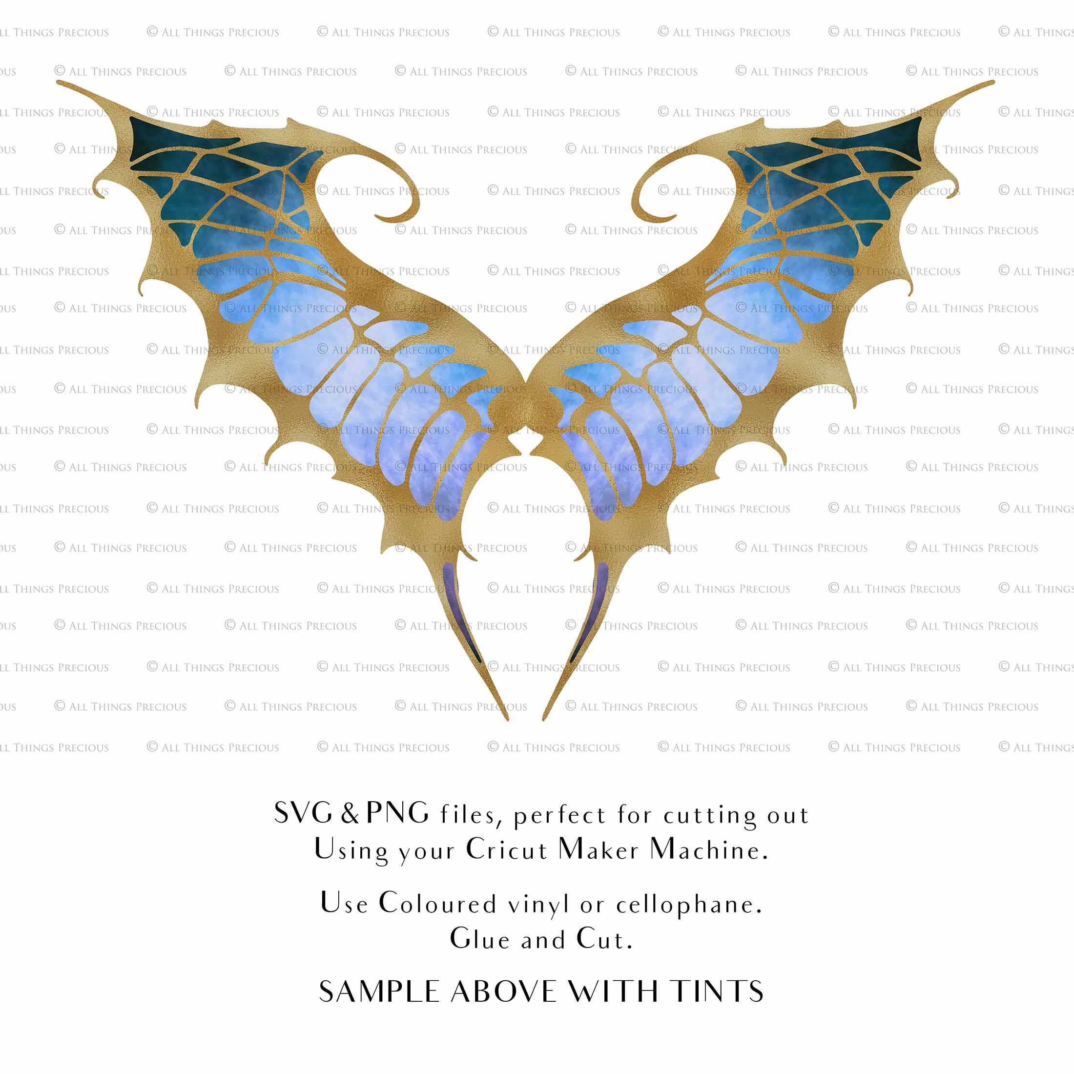 SVG & PNG Fairy Wing files for Cricut or Silhouette Cameo Cutting Machine. To create wearable fairy wings, in adult or children sizes.  Use this graphic design for Halloween Costumes, Fantasy or Cosplay or photography. Use as prints in weddings, engagements or baby shower invitations. for you to cut and assemble.